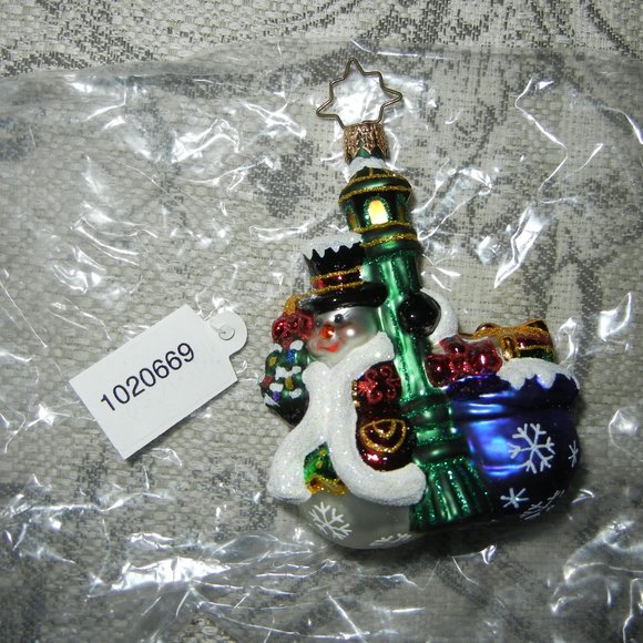 Christopher Radko Swinging in the rain  Gem  1020669 - Snowman lightpole - Picture 2 of 3